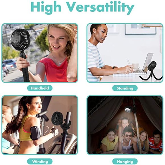 Fan - Portable,  Flexible Tripod Clip, 3 Speeds and Rotatable - Picture 5 of 5